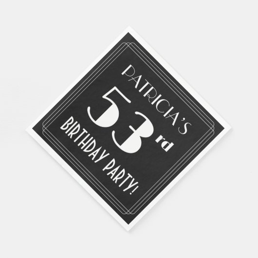 Art Deco 53rd Birthday Party met aangepaste naam Servet (Hoek)