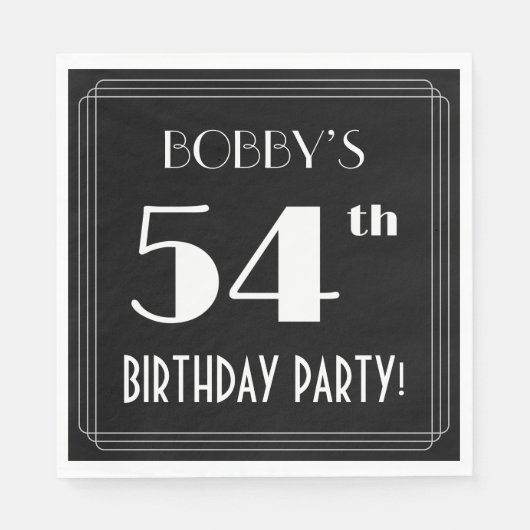 Art Deco 54th Birthday Party met aangepaste naam Servet (Voorkant)