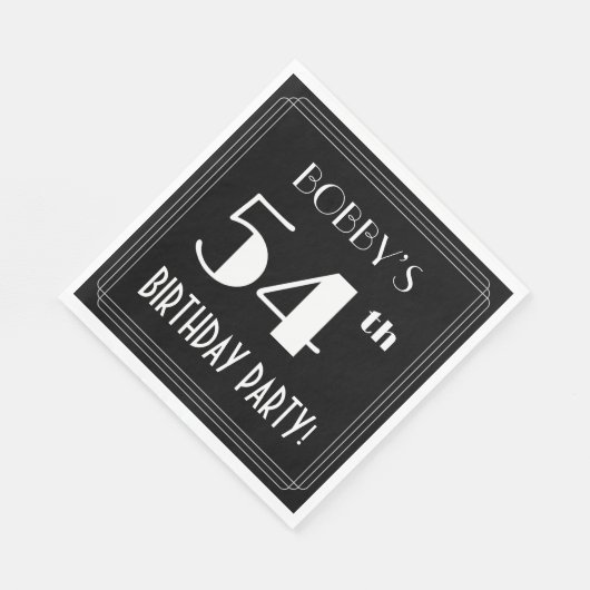 Art Deco 54th Birthday Party met aangepaste naam Servet (Hoek)