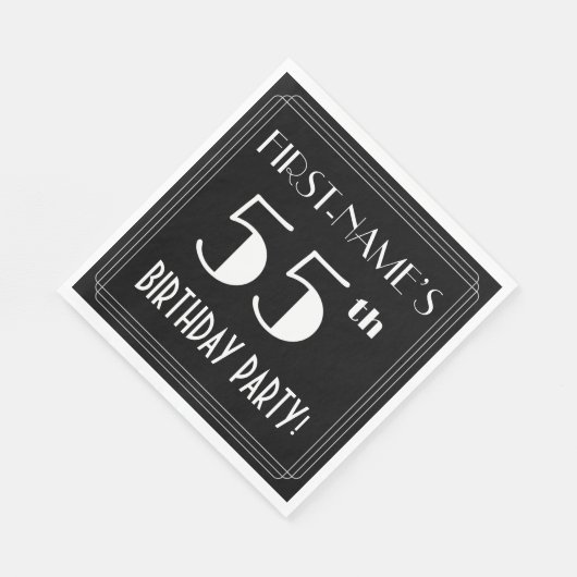 Art Deco: 55e verjaardag met aangepaste naam Servet (Hoek)