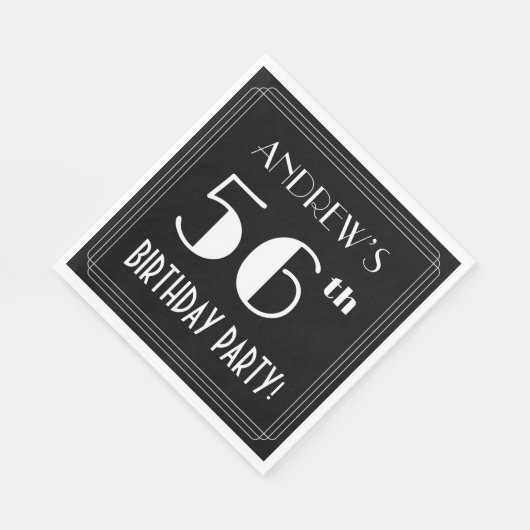 Art Deco 56th Birthday Party met aangepaste naam Servet (Hoek)