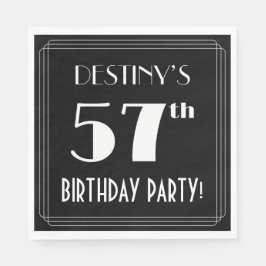 Art Deco 57th Birthday Party met aangepaste naam Servet