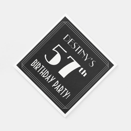 Art Deco 57th Birthday Party met aangepaste naam Servet (Hoek)