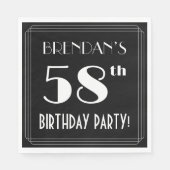 Art Deco 58th Birthday Party met aangepaste naam Servet (Voorkant)