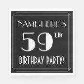 Art Deco 59th Birthday Party met aangepaste naam Servet (Voorkant)