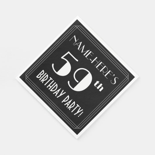Art Deco 59th Birthday Party met aangepaste naam Servet (Hoek)