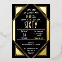 Art Deco 60ste verjaardag Zwart Goud Echt