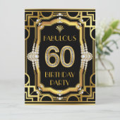 Art Deco 60ste verjaardagsfeestje Kaart (Staand voorkant)