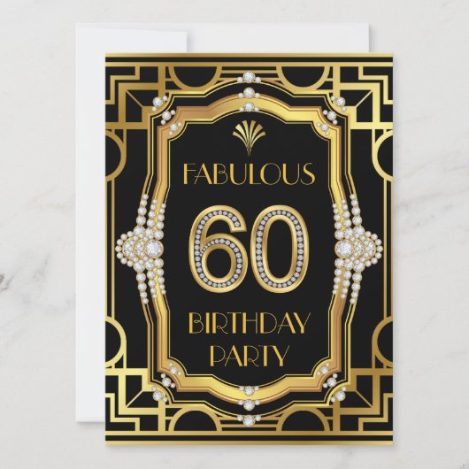 Art Deco 60ste verjaardagsfeestje Kaart (Voorkant)