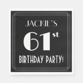 Art Deco: 61st Birthday Party met aangepaste naam Servet (Voorkant)