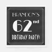 Art Deco: 62e verjaardag met aangepaste naam Servet (Voorkant)
