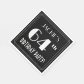 Art Deco: 64th Birthday Party met aangepaste naam Servet (Hoek)