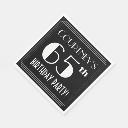 Art Deco: 65e verjaardag met aangepaste naam Servet (Hoek)