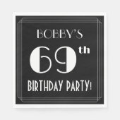 Art Deco: 69th Birthday Party met aangepaste naam Servet (Voorkant)