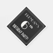 Art Deco: 6e verjaardag met aangepaste naam Servet (Hoek)