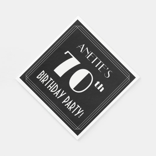 Art Deco 70th Birthday Party met aangepaste naam Servet (Hoek)