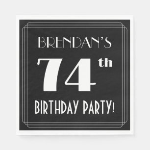 Art Deco 74th Birthday Party met aangepaste naam Servet