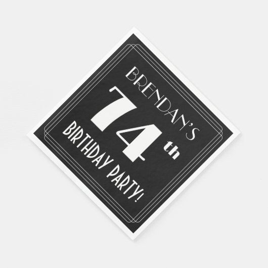 Art Deco 74th Birthday Party met aangepaste naam Servet (Hoek)