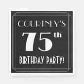 Art Deco 75th Birthday Party met aangepaste naam Servet (Voorkant)