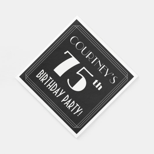 Art Deco 75th Birthday Party met aangepaste naam Servet (Hoek)