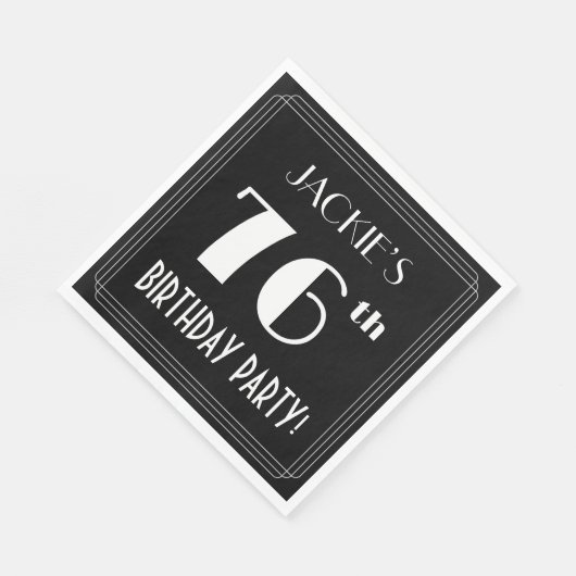 Art Deco 76th Birthday Party met aangepaste naam Servet (Hoek)