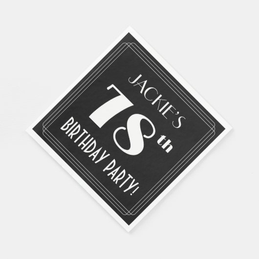 Art Deco 78th Birthday Party met aangepaste naam Servet (Hoek)