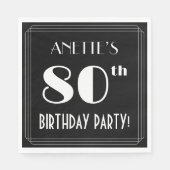 Art Deco: 80th Birthday Party met aangepaste naam Servet (Voorkant)