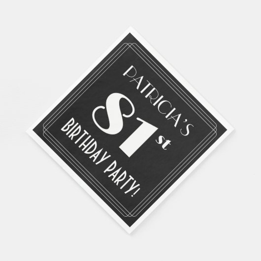 Art Deco: 81st Birthday Party met aangepaste naam Servet (Hoek)