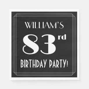 Art Deco: 83rd Birthday Party met aangepaste naam Servet