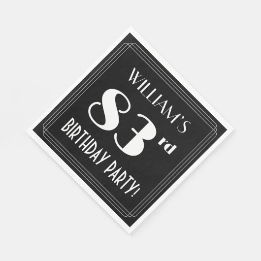 Art Deco: 83rd Birthday Party met aangepaste naam Servet (Hoek)