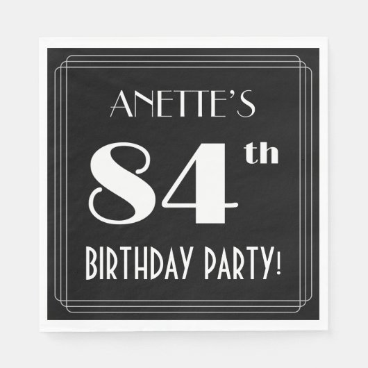 Art Deco: 84e verjaardag met aangepaste naam Servet (Voorkant)