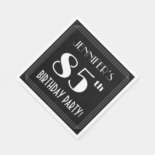 Art Deco: 85th Birthday Party met aangepaste naam Servet (Hoek)