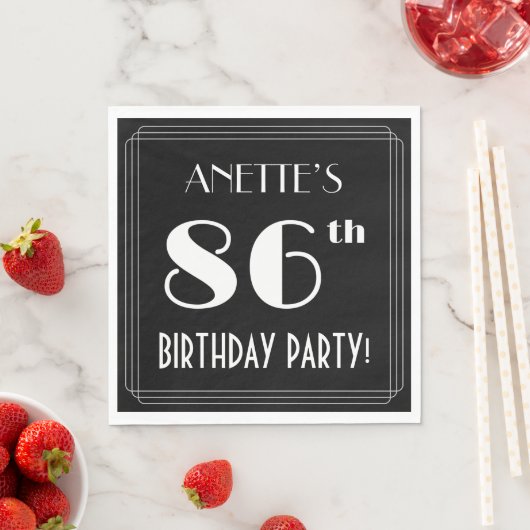 Art Deco: 86th Birthday Party met aangepaste naam Servet (Insitu)