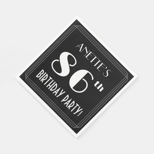 Art Deco: 86th Birthday Party met aangepaste naam Servet (Hoek)