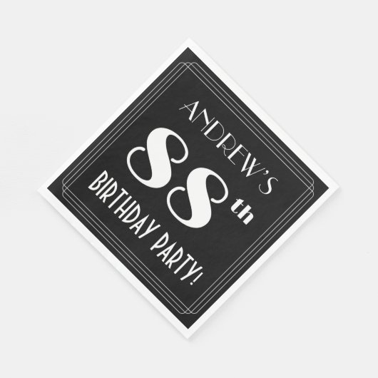 Art Deco: 88e verjaardag met aangepaste naam Servet (Hoek)