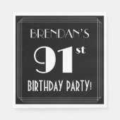 Art Deco: 91st Birthday Party met aangepaste naam Servet (Voorkant)