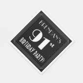 Art Deco: 91st Birthday Party met aangepaste naam Servet (Hoek)