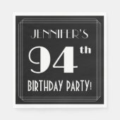 Art Deco: 94e verjaardag met aangepaste naam Servet (Voorkant)