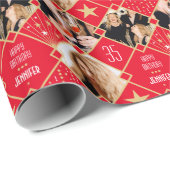 Art Deco Aangepaste leeftijd naam & foto's Birthda Cadeaupapier (Rol Hoek)