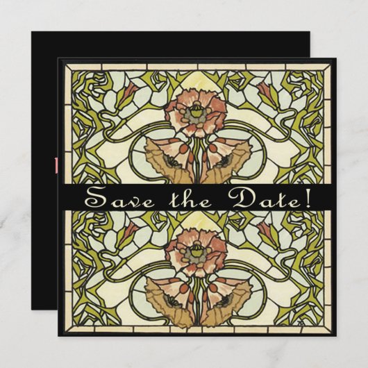 Art Deco Aanpasbare Save the Date Kaart aan beide (Voorkant / Achterkant)
