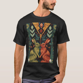 Art Deco aardse Paashaas T-shirt