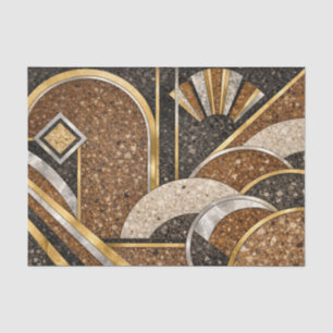 Art Deco Abstract Bruin, Beige Zwart Vormen Tissuepapier