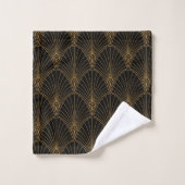 Art Deco  Abstract Geometric Black en Gold Bad Handdoek (Wasdoekje)