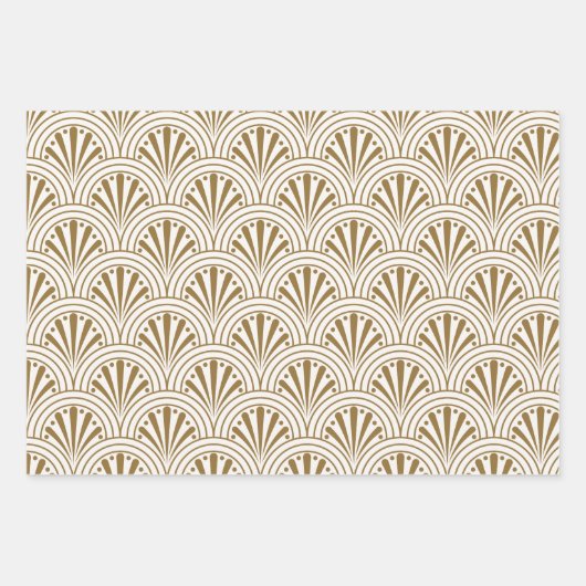 Art Deco  Abstract Geometrisch Beige en Goud Inpakpapier Vel (Voorkant 3)