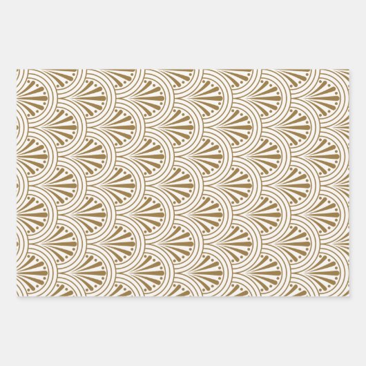 Art Deco  Abstract Geometrisch Beige en Goud Inpakpapier Vel (Voorkant 2)