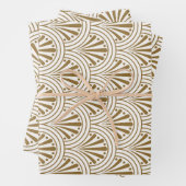Art Deco  Abstract Geometrisch Beige en Goud Inpakpapier Vel (In situ)