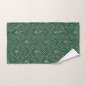 Art Deco  Abstract Geometrisch Groen en Goud Bad Handdoek (Handdoek)