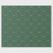 Art Deco  Abstract Geometrisch Groen en Goud Cadeaupapier (Vlak)
