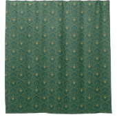 Art Deco  Abstract Geometrisch Groen en Goud Douchegordijn (Voorkant)
