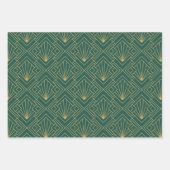 Art Deco  Abstract Geometrisch Groen en Goud Inpakpapier Vel (Voorkant 3)